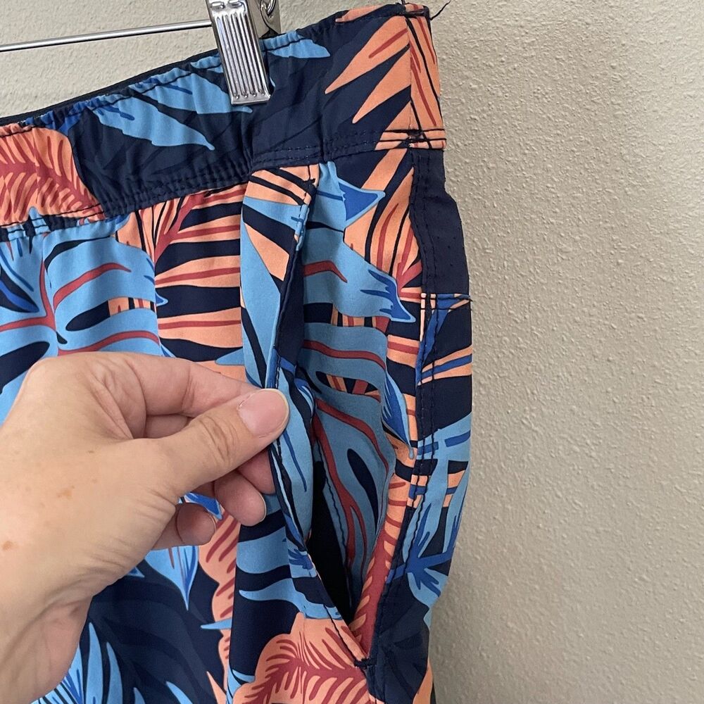 Speedo Men's XL Tech-volley Swim Shorts UV 50+ Blue Tropical 8” Inseam Lined - Picture 5 of 10